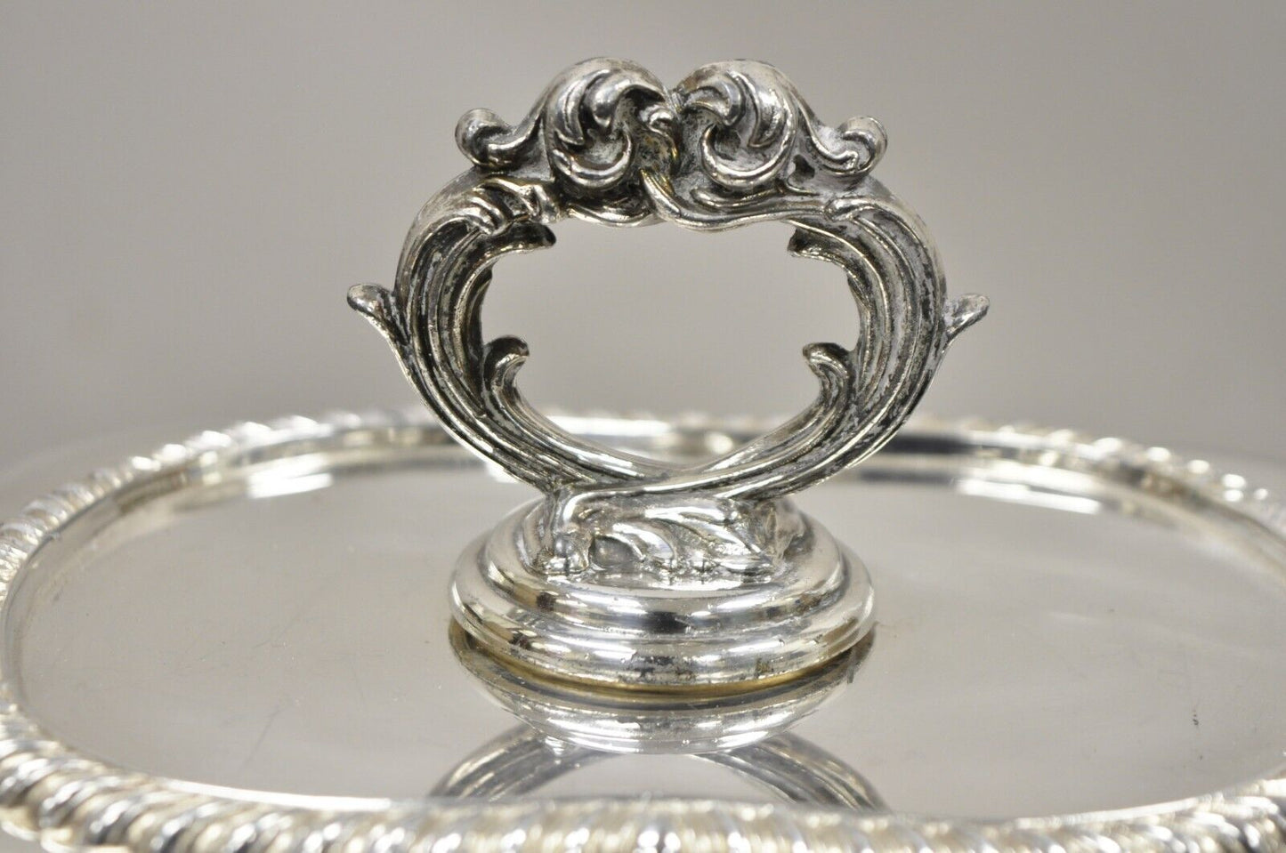 Vintage Regency Style Silver Plated Covered Vegetable Dish Serving Platter