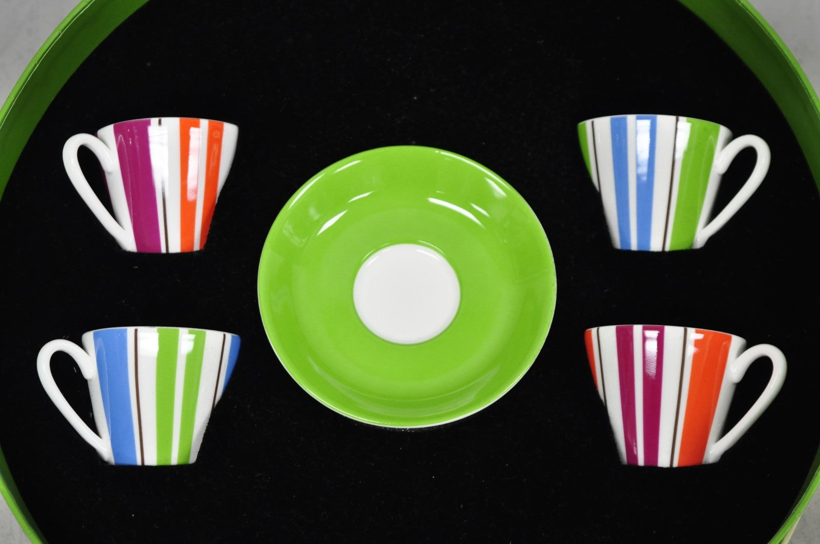 Kate Spade Lenox Collins Stripe Demitasse Espresso Cup & Saucer NIB - Set of 4