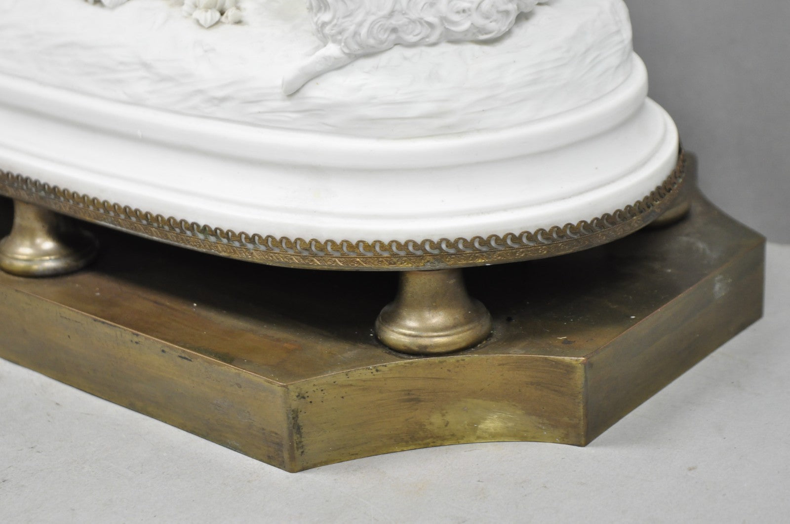 Joseph D'Aste "Les Bergers" French Samson Bisque Porcelain Sculpture Table Lamp