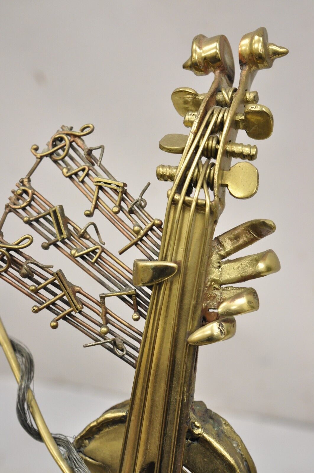 Vintage "Broken Fiddle" Bronze Violin Sculpture on Stand by Chaim Hendin