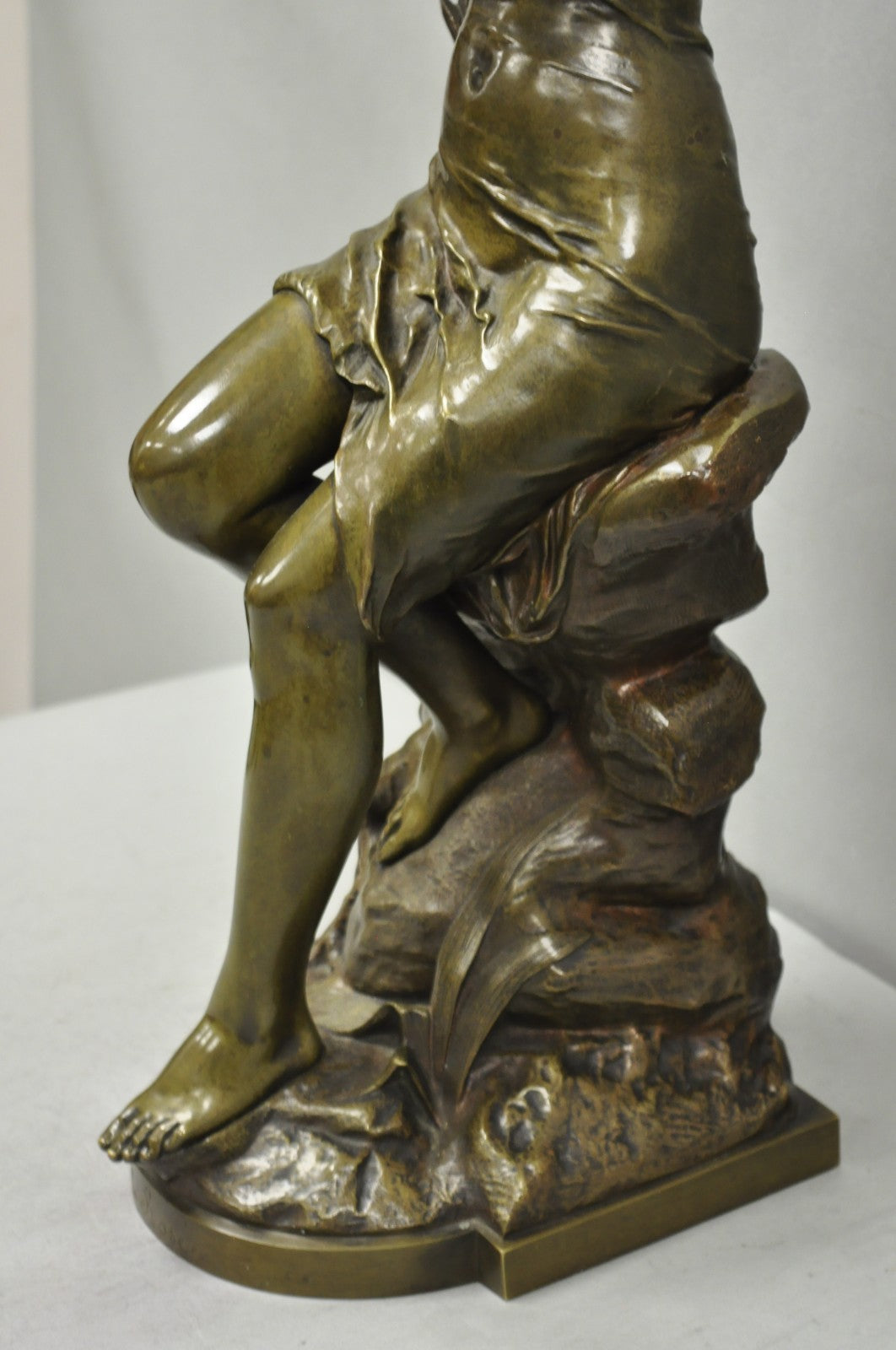 Antique Edouard Drouot (1859-1945) "La Rosse" French Bronze Sculpture of Woman