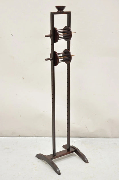 Antique American Primitive Mahogany Handmade Wool Winder Spool Thread Stand