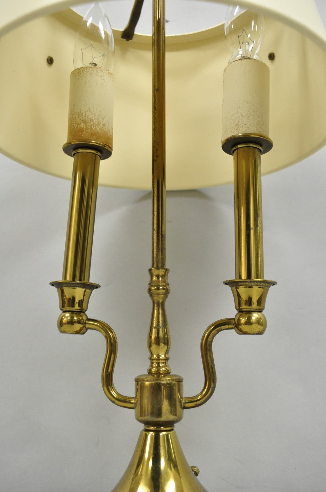 Vintage French Empire Federal Style Small Brass Bouillotte Tole Desk Table Lamp