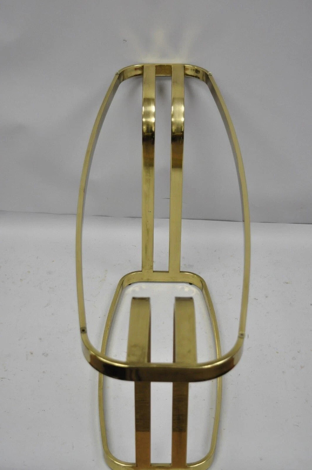 Vintage Hollywood Regency Brass & Glass Sculptural Gold Console Sofa Hall Table