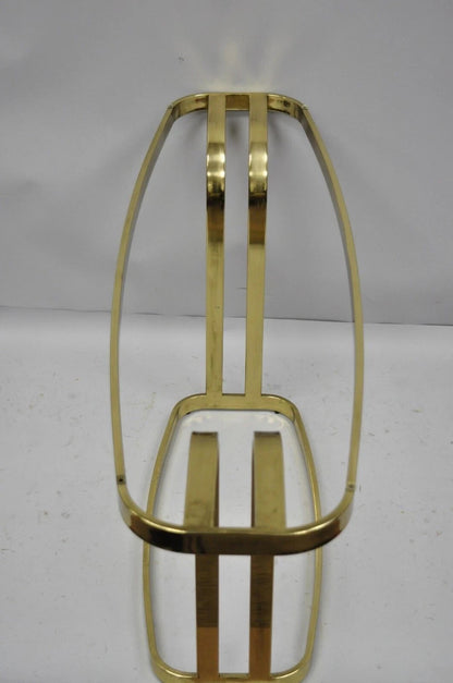 Vintage Hollywood Regency Brass & Glass Sculptural Gold Console Sofa Hall Table