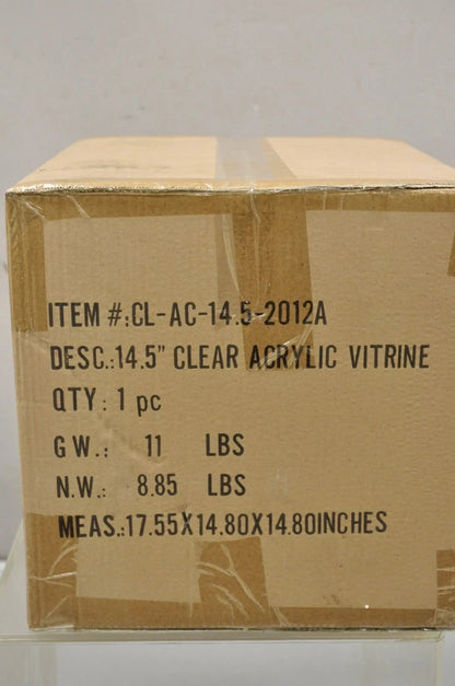 5 Sided 14.5" Clear Acrylic Lucite Vitrine Display Case Christine Taylor Coll.