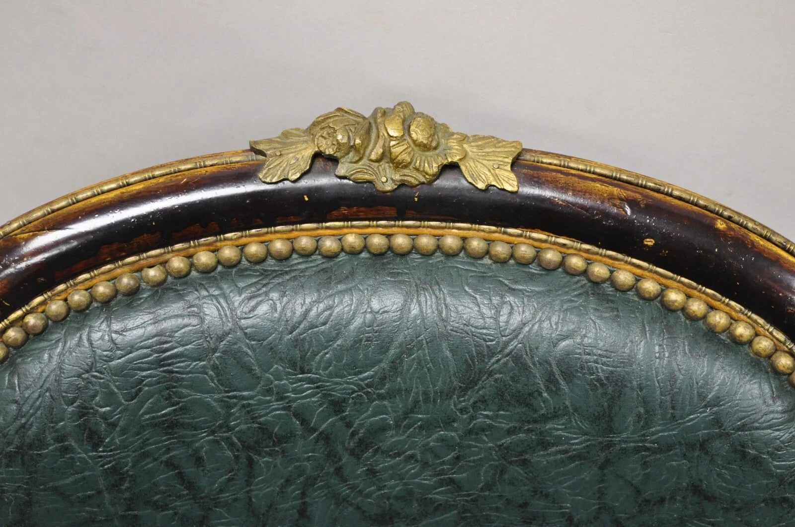 Vintage French Louis XV Style Solid Wood Bronze Ormolu Arm Chairs - a Pair