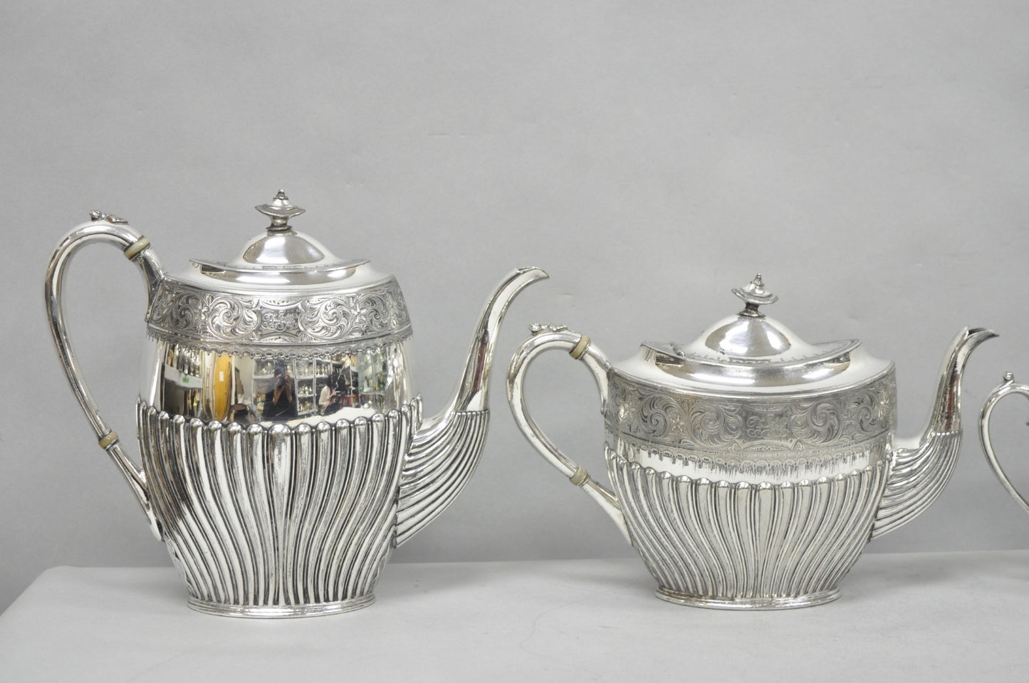 Antique James Dixon & Sons 4186 Victorian Silver Plated Tea Service Set - 4 Pcs
