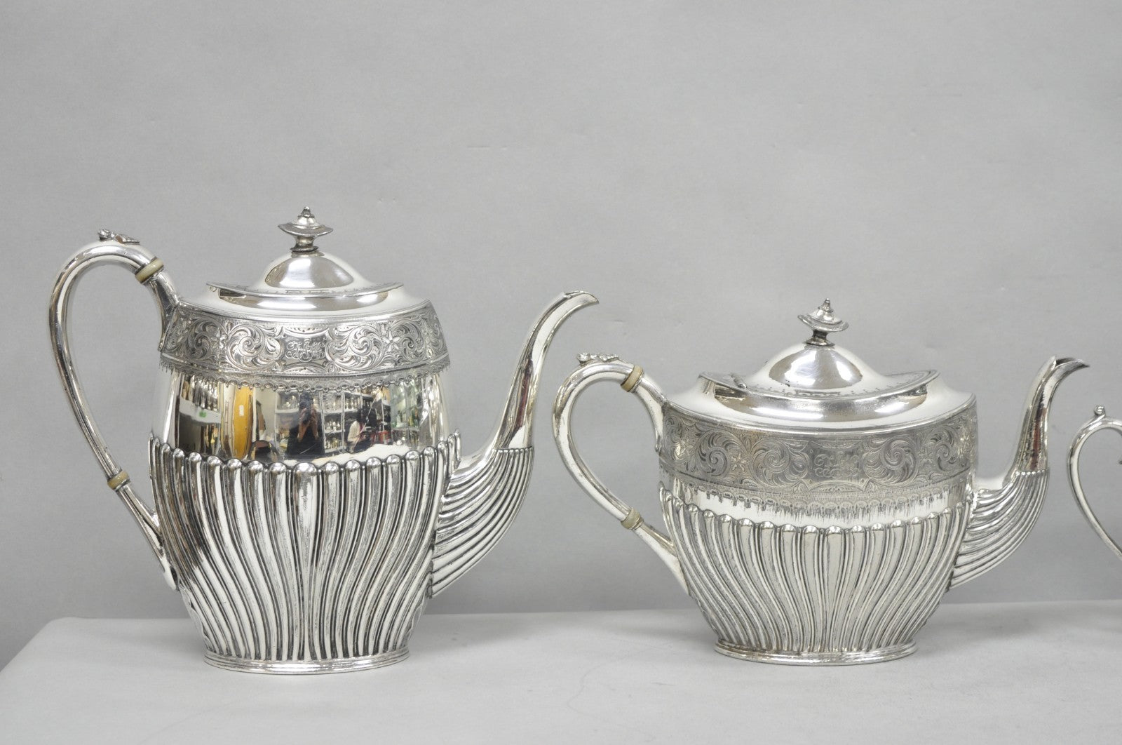 Antique James Dixon & Sons 4186 Victorian Silver Plated Tea Service Set - 4 Pcs