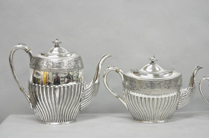 Antique James Dixon & Sons 4186 Victorian Silver Plated Tea Service Set - 4 Pcs