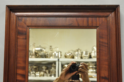 Antique American Empire Crotch Mahogany Wood Frame Rectangular Wall Mirror