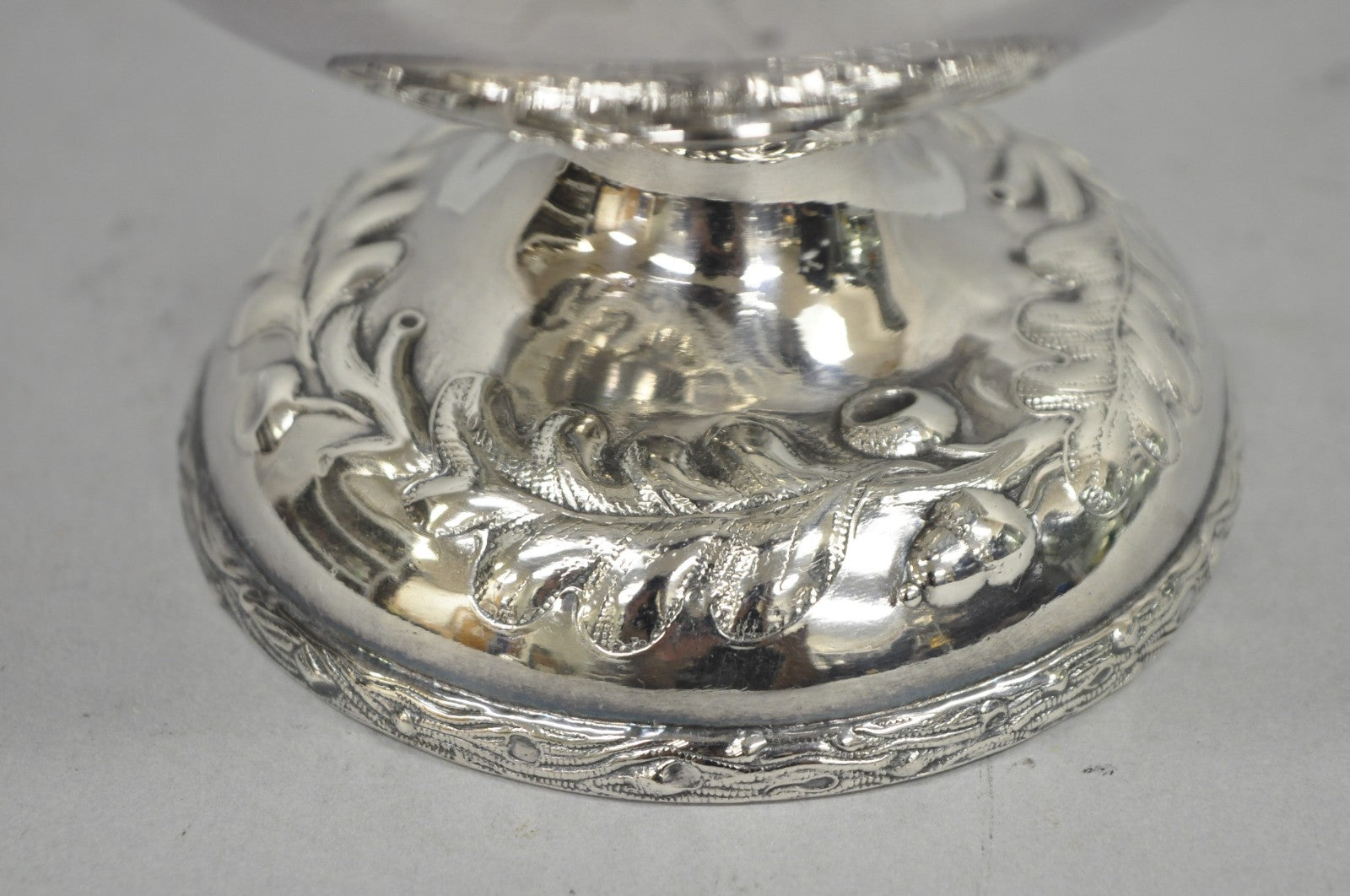 Antique Art Nouveau Silver Plated Nuts & Vines Repousse Tea Pot Tea Kettle