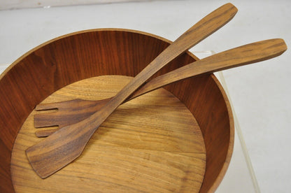 Vintage Gladmark Mid Century Danish Modern Staved Teak Salad Bowl Set