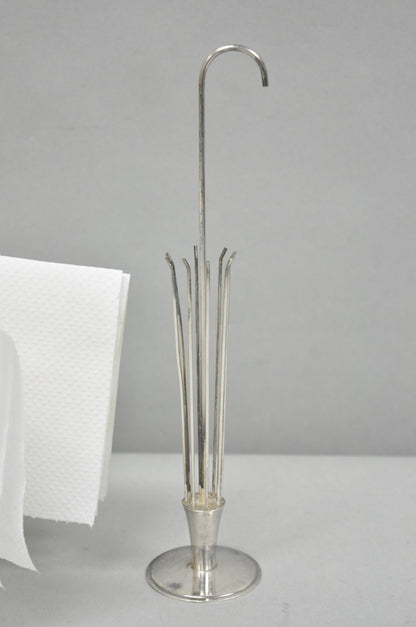 Mid Century Danish Modern Silver Plated Umbrella Cocktail Napkin Holder - Pair