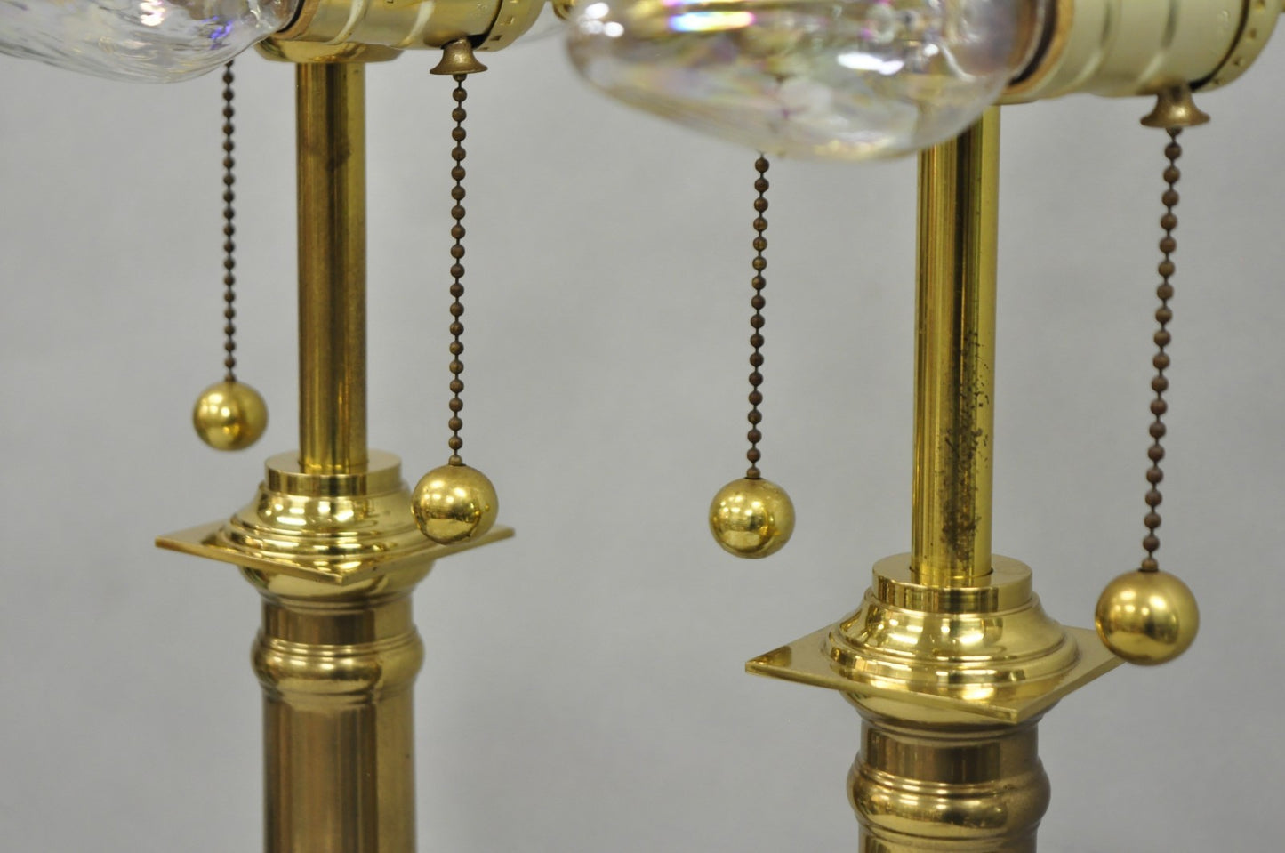 Vintage French Empire Brass & Italian Black Marble Column Table Lamps (B), Pair