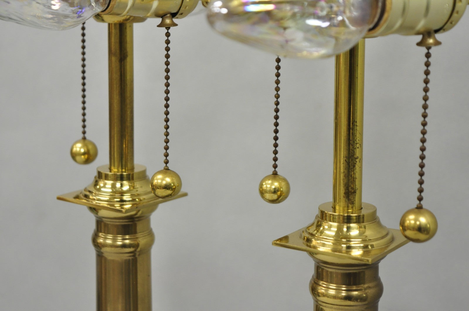 Vintage French Empire Brass & Italian Black Marble Column Table Lamps (B), Pair