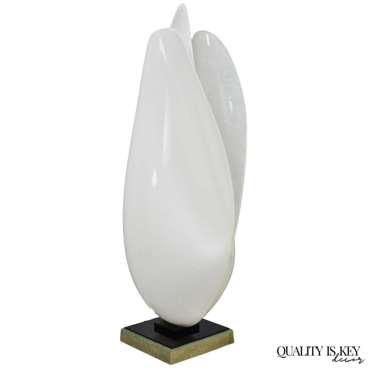 Vintage Roger Rougier White Acrylic Clam Shell Mid Century Modern Table Lamp