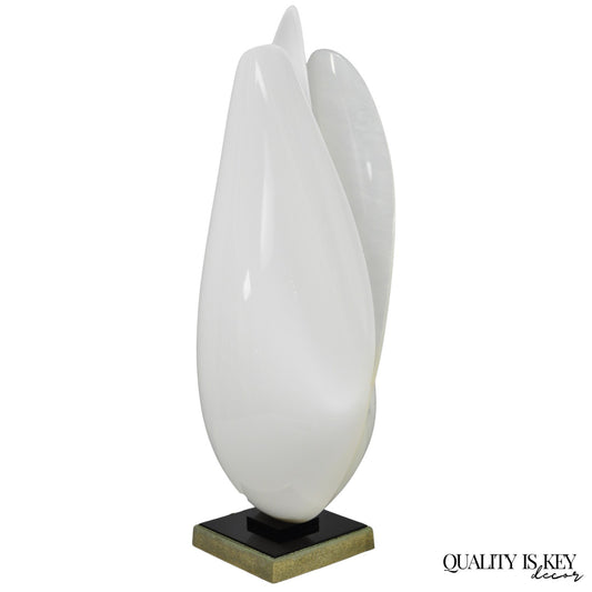 Vintage Roger Rougier White Acrylic Clam Shell Mid Century Modern Table Lamp