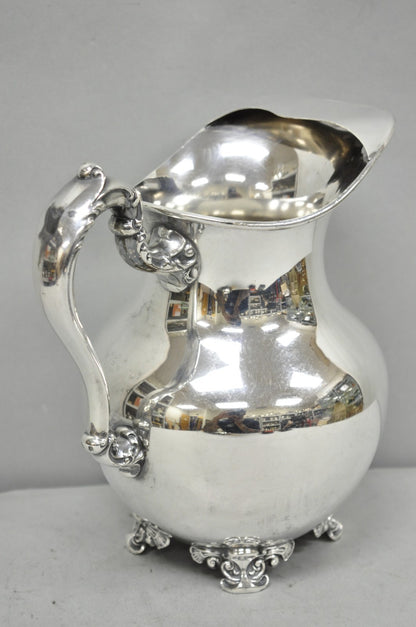 Vintage Poole Victorian Silver Plated Bulbous Footed Water Pitcher w/ Ice Lip