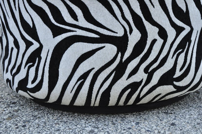 Contemporary Modern Zebra Print Upholstered Round Swivel Club Lounge Chair