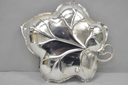 Vintage WMF Germany Large Silver Plated Maple Leaf 12" Trinket Candy Dish Bowl