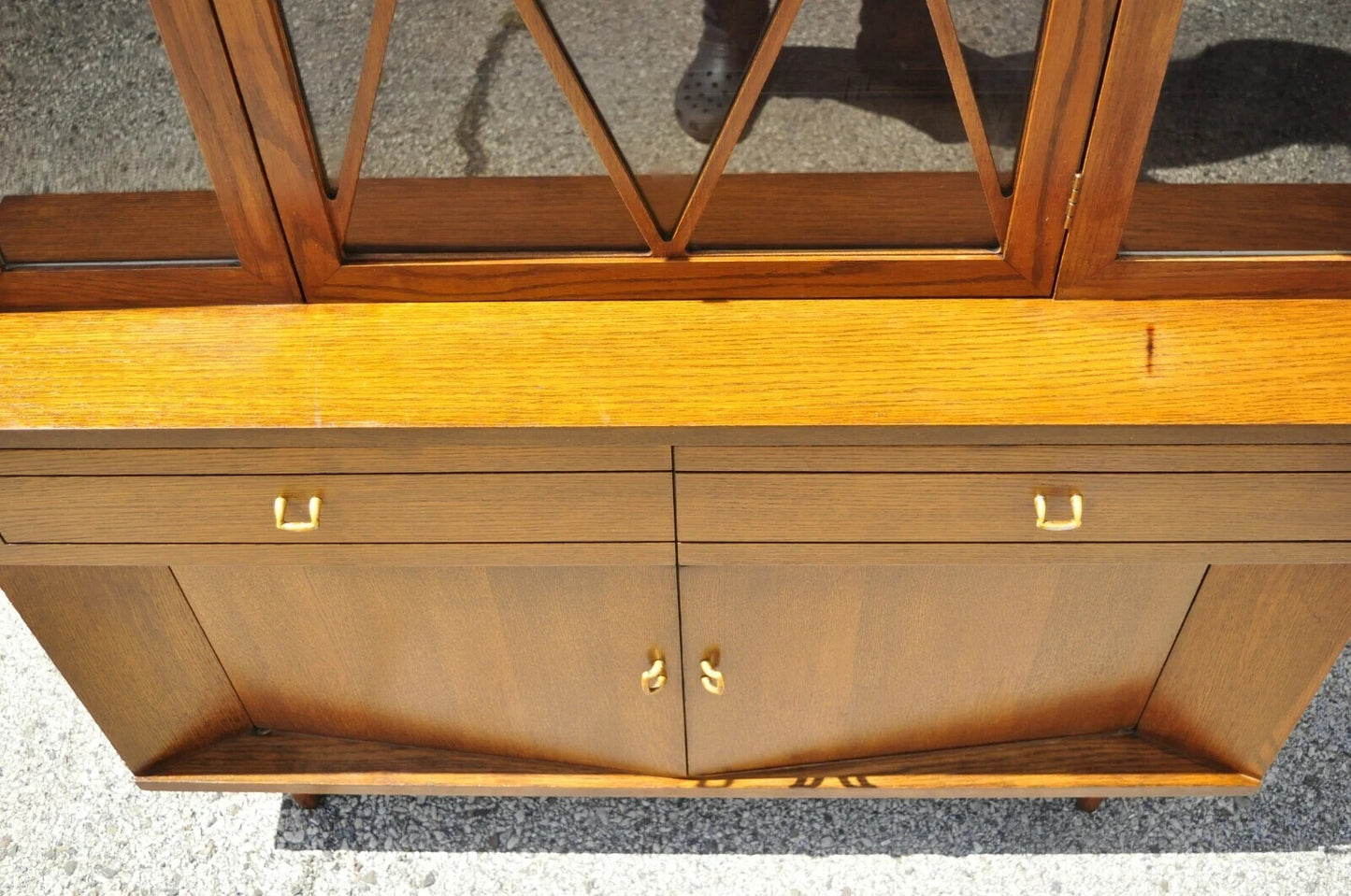 Raymond Loewy Mengel Mid Century Modern Sculpted Oak Bookcase China Cabinet