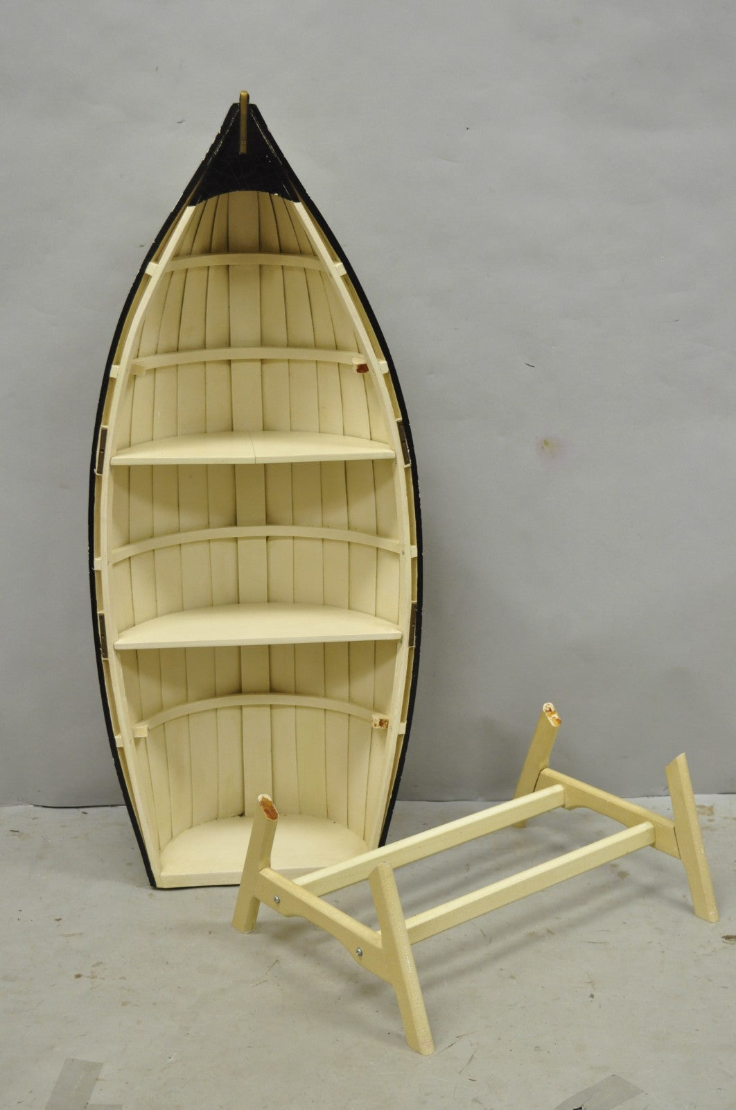 Vintage Style Dory Row Boat Nautical Bookshelf / Table By Authentic Models