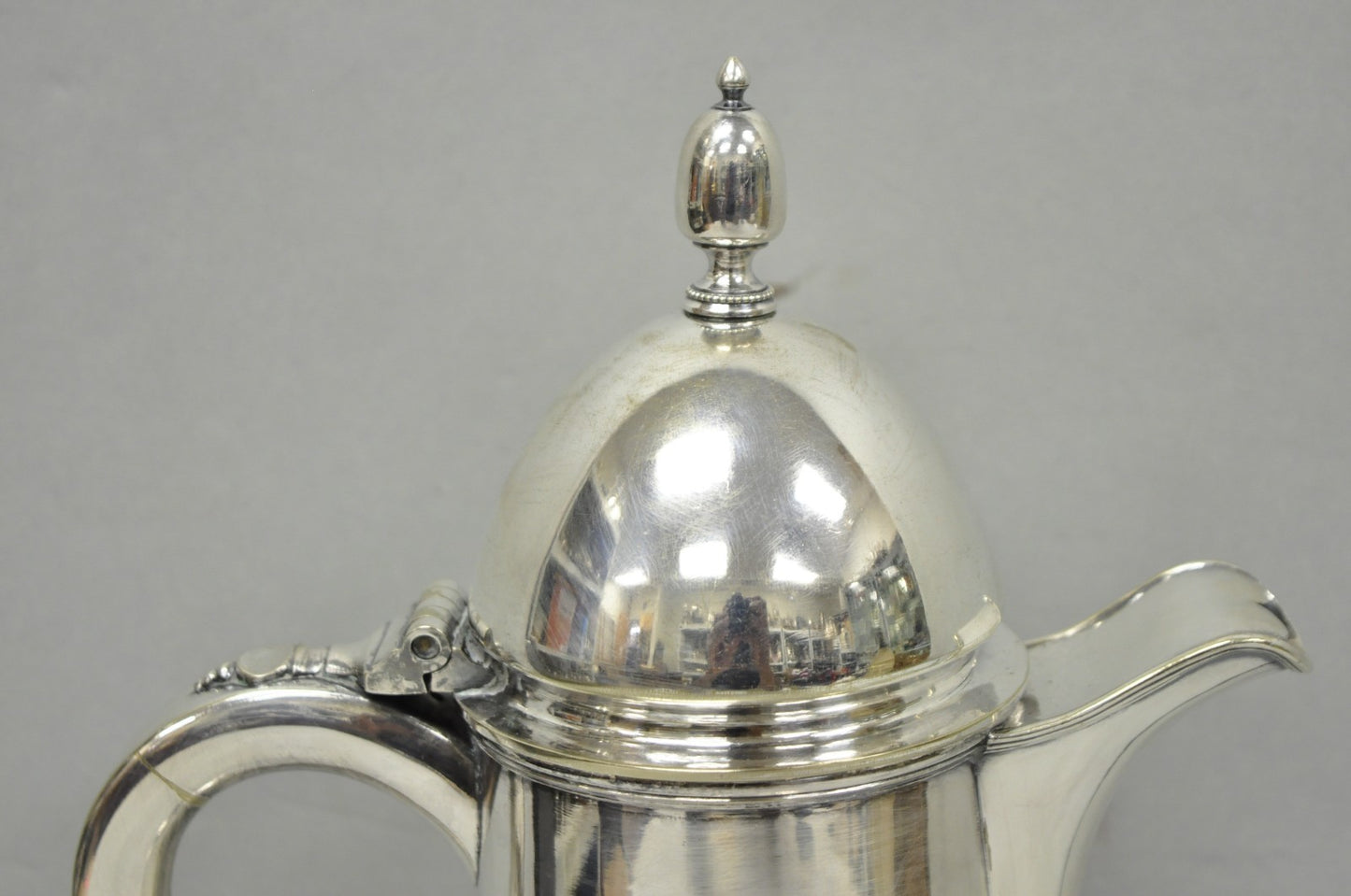 Antique English Regency Silver Plated Flagon Pitcher w/ Heart Handle