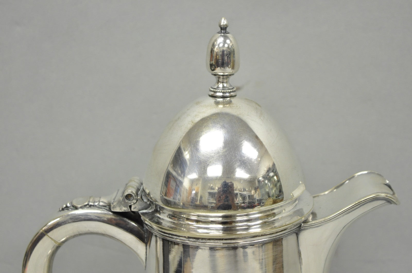 Antique English Regency Silver Plated Flagon Pitcher w/ Heart Handle