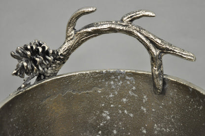 Hollywood Regency Faux Bois Silver Plated Antler Branch Chiller Bucket Mud Pie