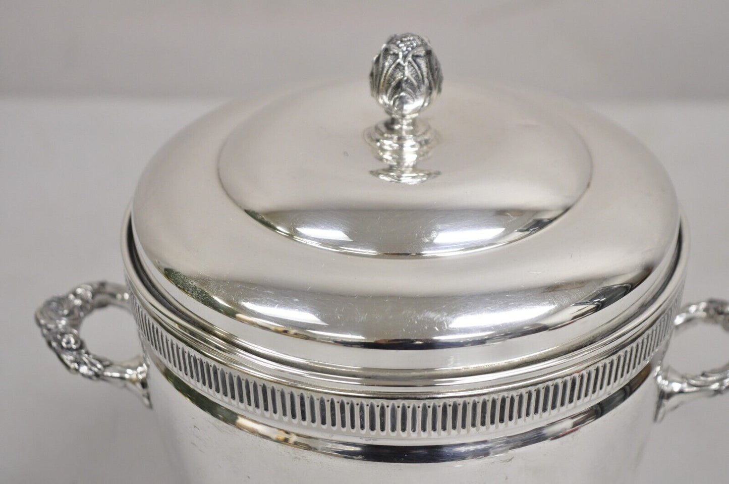 Vintage Art Deco Silver Plated Glass Lined Lidded Ice Bucket by Federal Silver