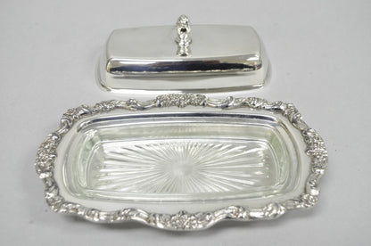 Vintage Lancaster Rose Poole Silver Plated Covered Butter Dish w/ Glass Liner