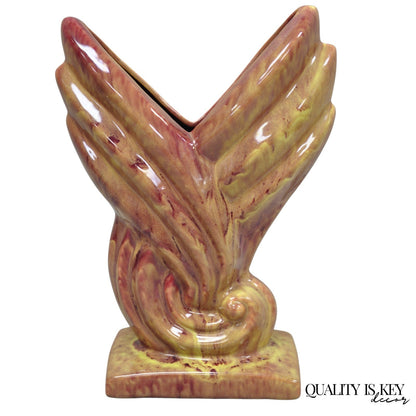 Mid Century Modern Gonder Ceramic Pottery 810 Red Flambe Flame Sculptural Vase