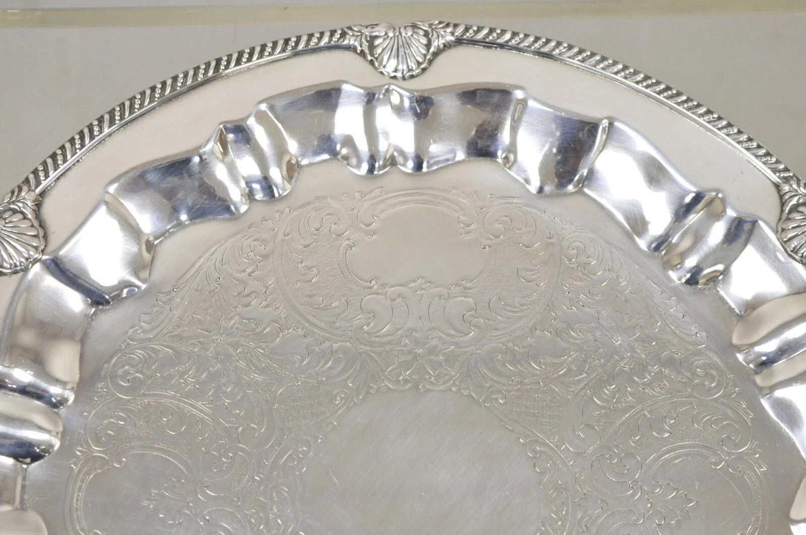 Vintage Federal Silver Co Silver Plated Round Twin Handle Bar Platter Tray