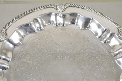 Vintage Federal Silver Co Silver Plated Round Twin Handle Bar Platter Tray