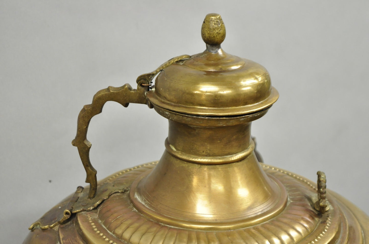 Antique Middle Eastern Moroccan Giant 30" Brass Bulbous Samovar with Handles