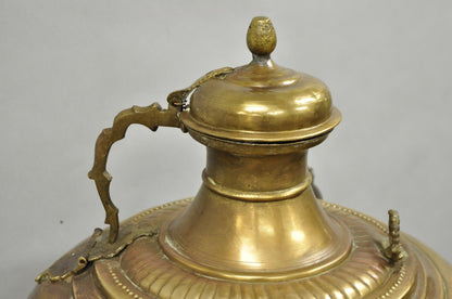 Antique Middle Eastern Moroccan Giant 30" Brass Bulbous Samovar with Handles