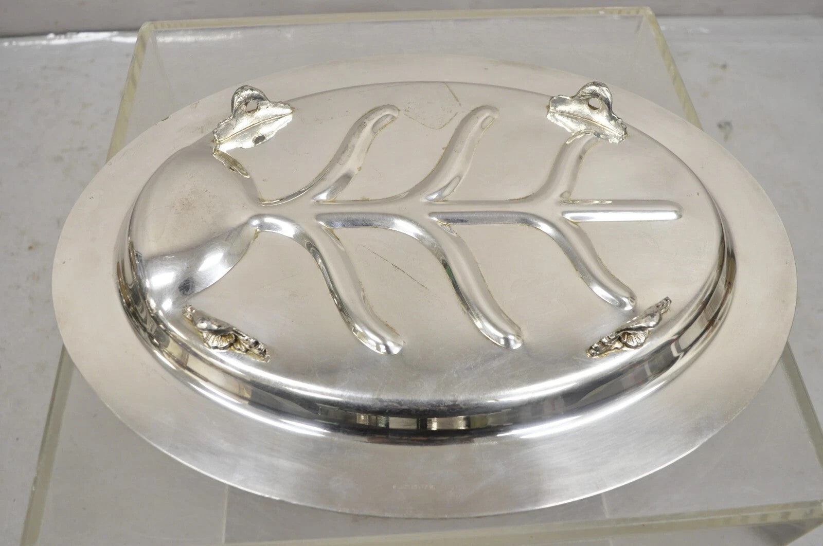 Vintage English Regency Silver Plated Oval Meat Cutlery Serving Platter Tray