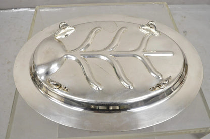 Vintage English Regency Silver Plated Oval Meat Cutlery Serving Platter Tray