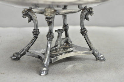 Antique Reed & Barton English Regency Figural Bread Basket w Whippet Dog Base