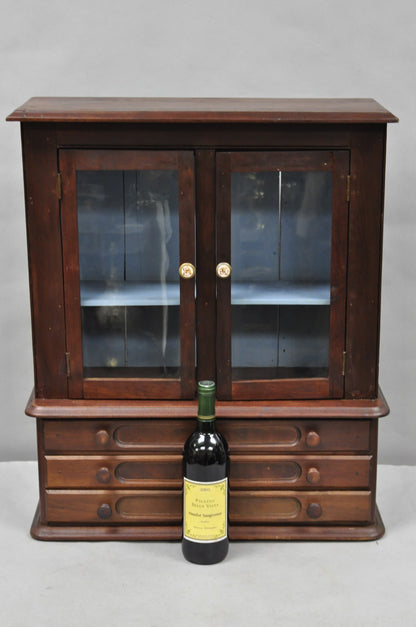 American Colonial Walnut Salesman Sample Apothecary Cupboard Display Cabinet