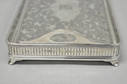 Antique Wilcox Victorian Engraved Narrow Silver Plated Trinket Dish "B" Monogram