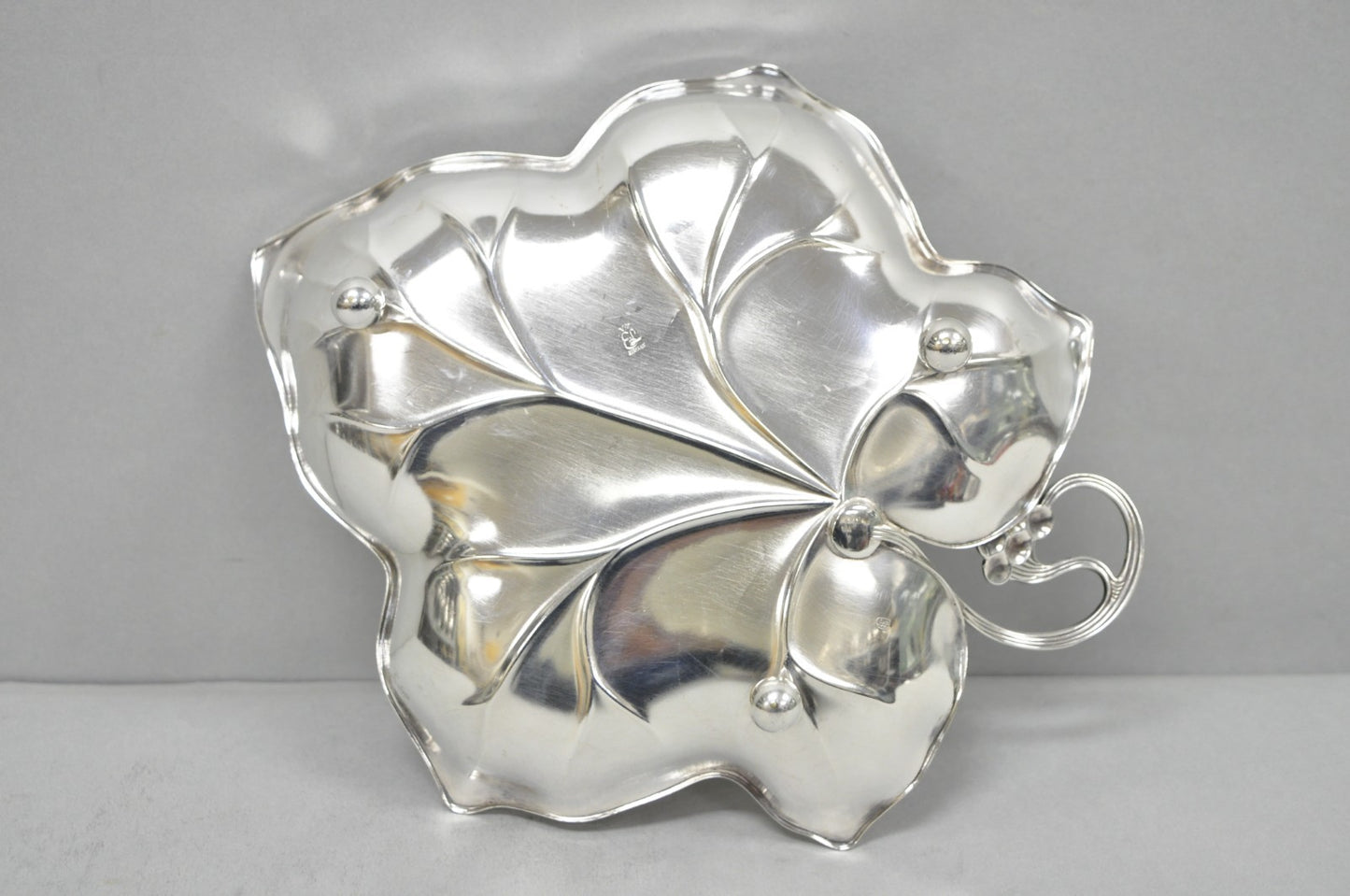 Vintage WMF Germany Small Silver Plated Maple Leaf  9" Trinket Candy Dish Bowl
