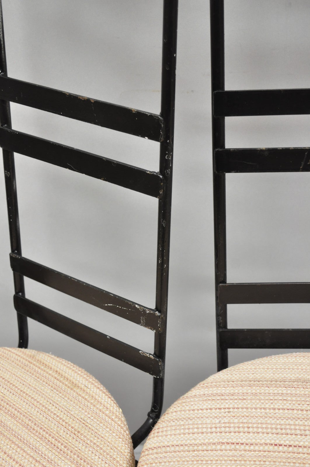 Vintage Arthur Umanoff Wrought Iron Ladder Back MCM Dining Chairs - Set of 4
