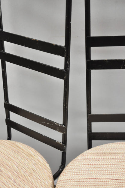 Vintage Arthur Umanoff Wrought Iron Ladder Back MCM Dining Chairs - Set of 4