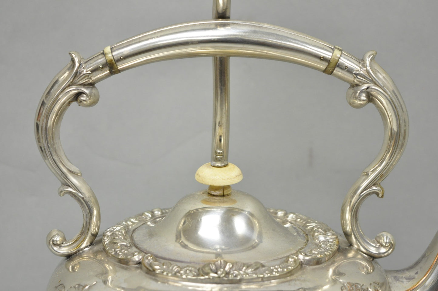 Antique Victorian Cheltenham Converted Silver Plated Tea Kettle Table Lamp