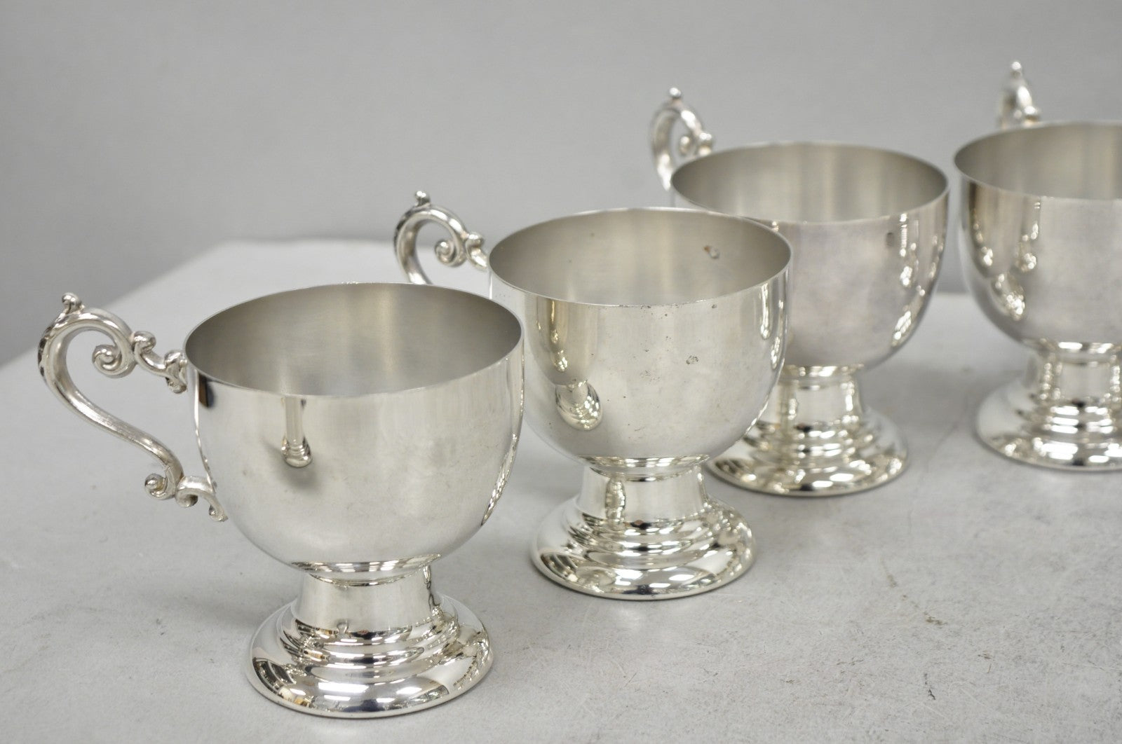 Vintage Large Silver Plated Pedestal Punch Bowl Set w/ 12 Cups - 14 Pc Set