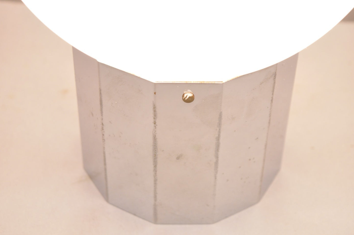 Vintage Mid Century Modern Faceted Chrome Base White Glass Ball Small Table Lamp