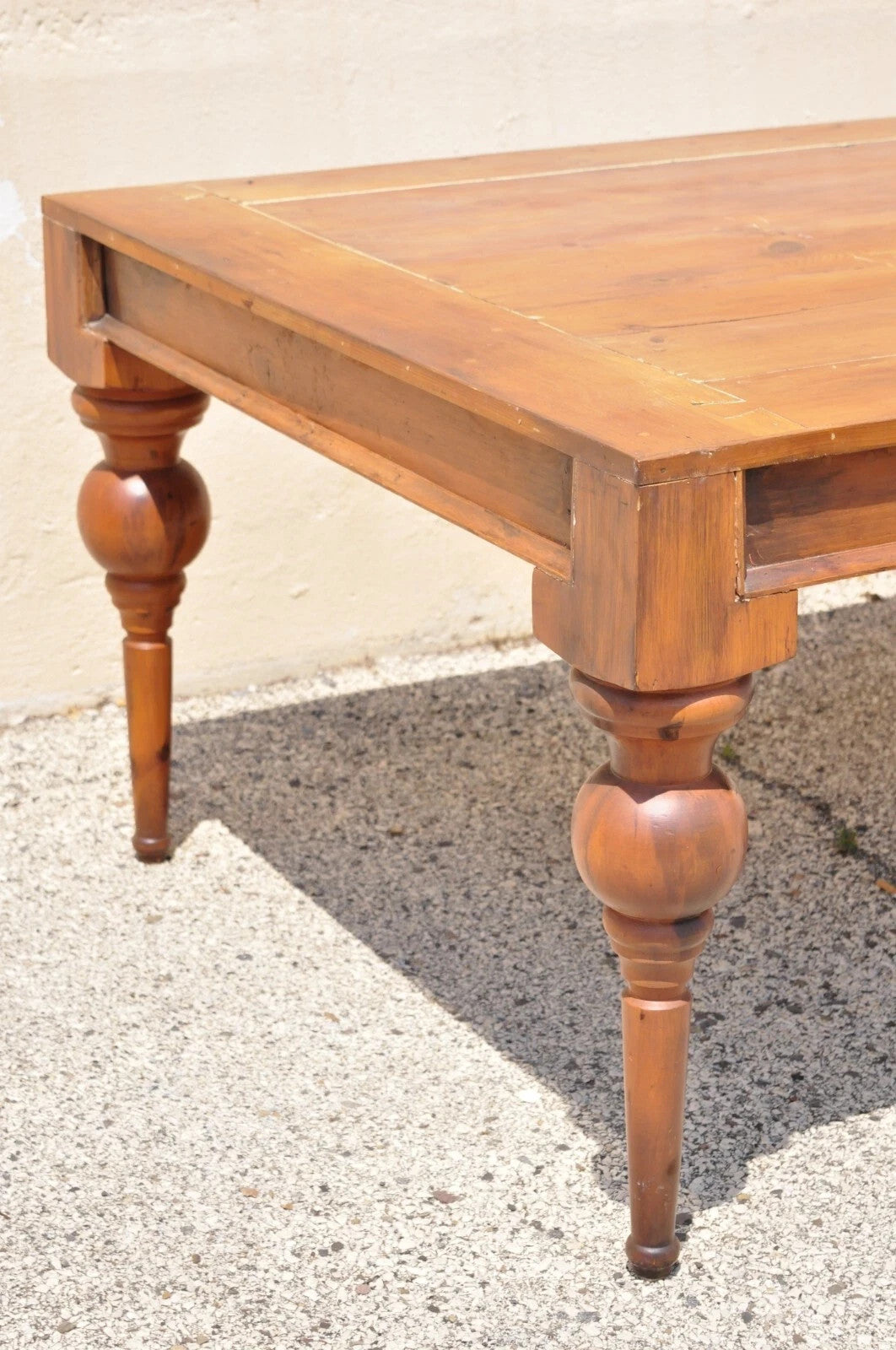 Antique French Country Farmhouse Extension Pine Wood Large Banquet Dining Table