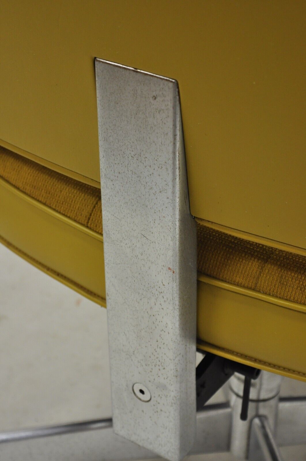 Shaw Walker Mid Century Modern Mustard Yellow Vinyl Swivel Office Desk Chair